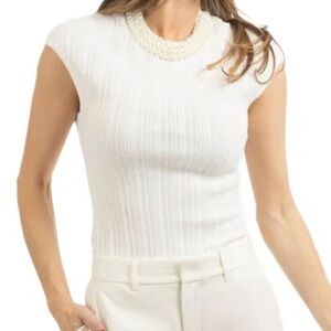 NWT BiBi Vivi Pearl Trim Top